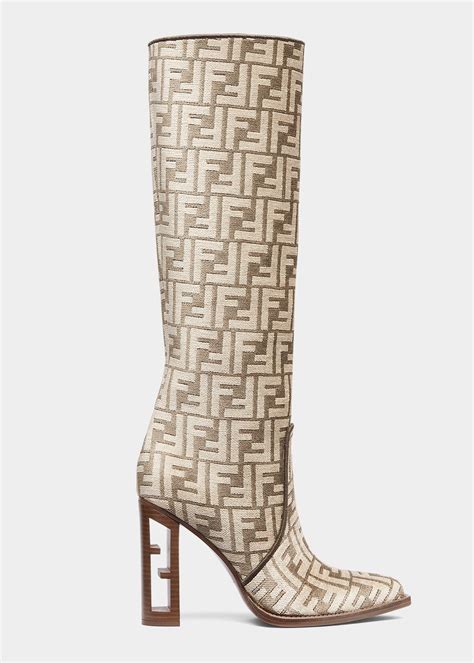 knee high fendi boots|fendi vitello jacquard knee boots.